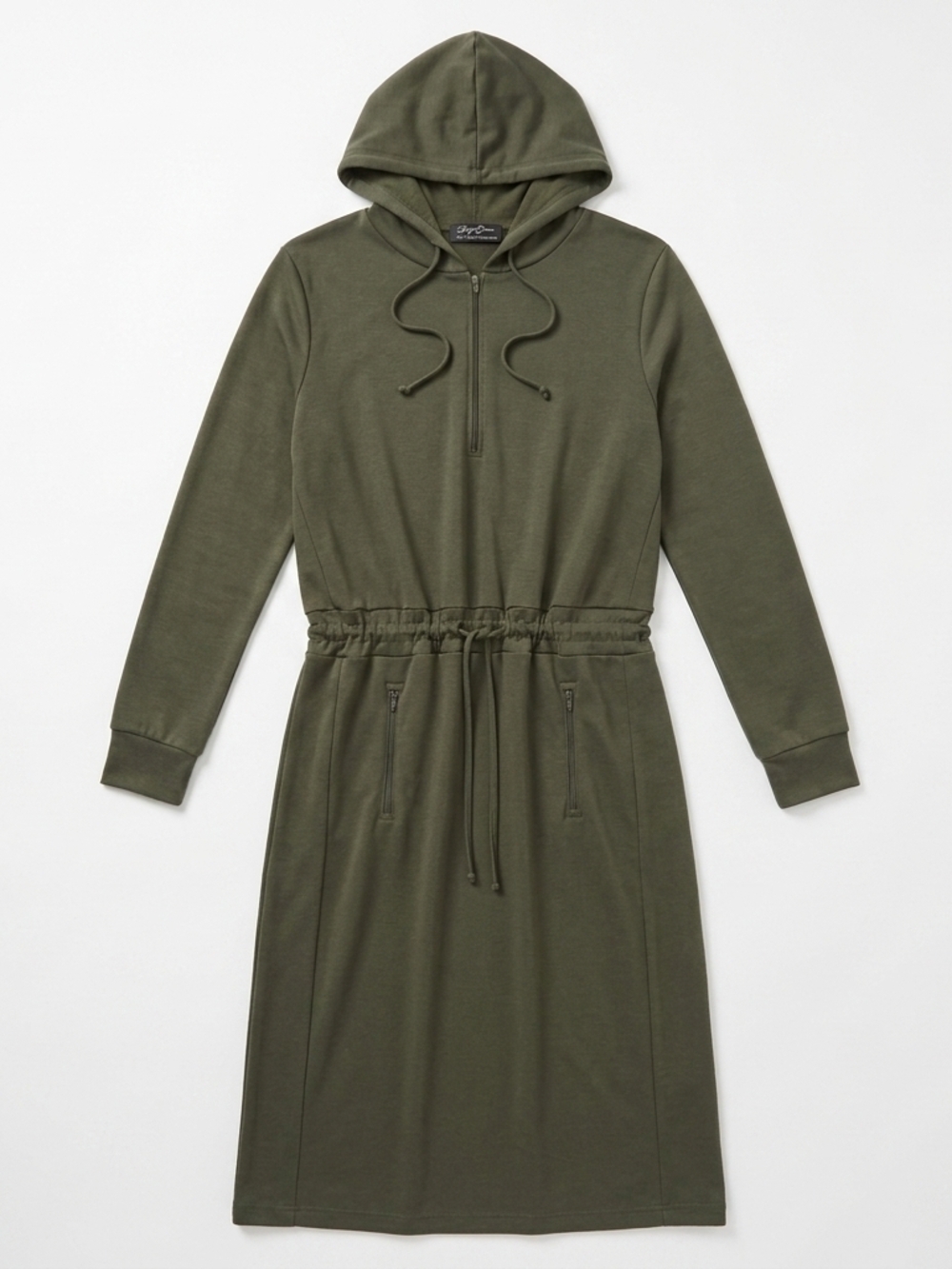 Brigette Brianna Hooded Drawstring Waist Dress in Olive Green Women's Meduim#168
